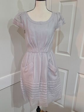 Hitherto Comme II Faut Rockabilly Light Gray Scoop Neck Pocket Dress - Size 2